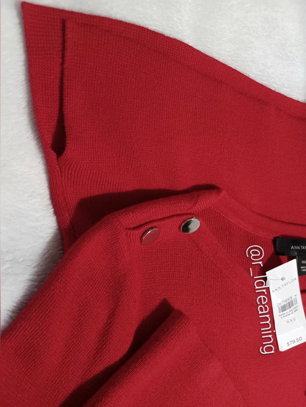 Ann Taylor Red Knit Mini Dress - Button Shoulder & Side Slit Size XXS NWT - Picture 9 of 9